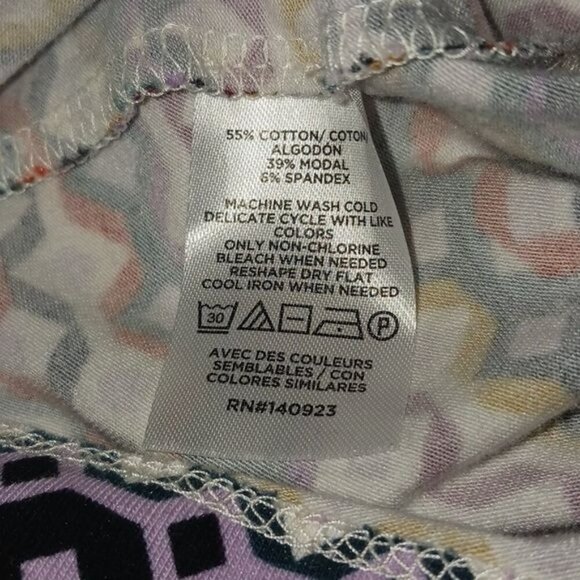 LOFT  Turtleneck Multicolor Geometric Long Sleeve Stretch Womens Size L - Picture 7 of 7